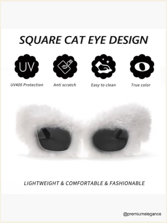 Vintage Plush Fuzzy Cat Eye Sunglasses Punk Velvet Shades Party Masquerade